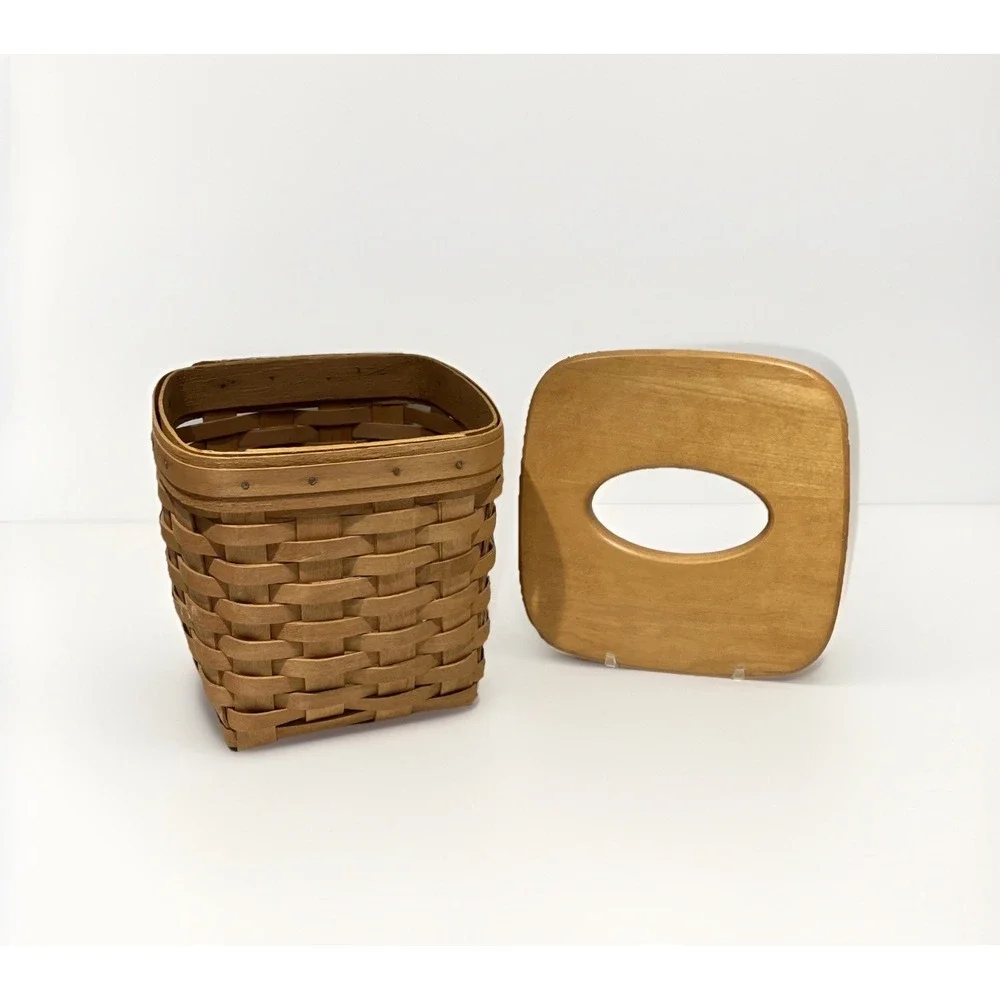Longaberger 1977 Kleenex Tissue Box Brown With Wood Lid Vintage
